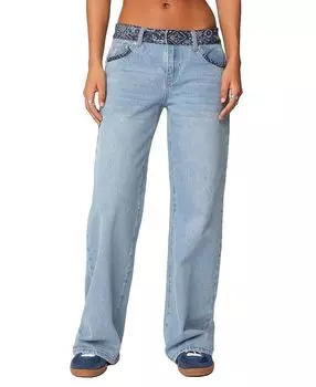 Джинсы Bandana Bliss Low Rise в синем цвете Edikted, синий