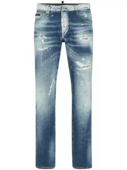 Джинсы бандана с узором пейсли Philipp Plein, синий