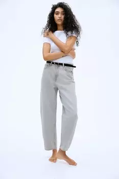 Джинсы Barrel High H&M, серый