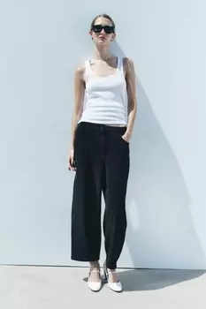 Джинсы barrel со средней посадкой ZARA, черный