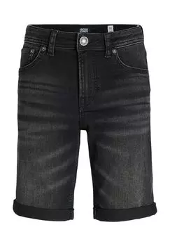 Джинсы-бермуды, карманы с заклепками, пятикарманные, детские Jack & Jones, цвет Black Deni