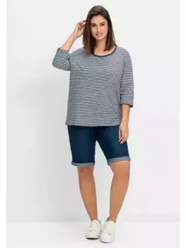 Джинсы-бермуды Sheego "большие размеры", на эластичном поясе, в двойной упаковке, синий