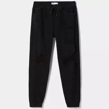 Джинсы Bershka Ripped Jogger, черный