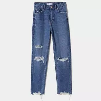 Джинсы Bershka Ripped Mom, синий