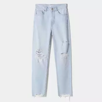 Джинсы Bershka Ripped Mom, светло-голубой