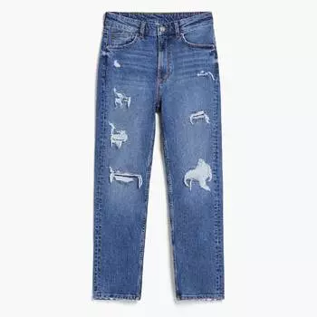 Джинсы Bershka Ripped Сomfort Mom, синий