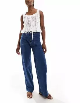 Джинсы Bershka с высокой талией и карманами, средневыбеленные