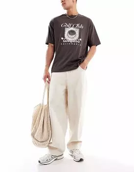 Джинсы Bershka super baggy цвета экрю