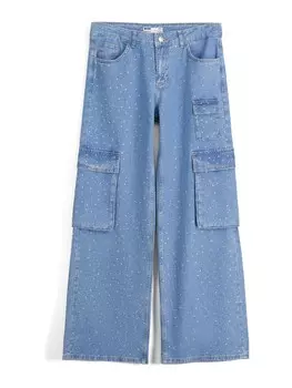 Джинсы Bershka Wide leg Cargo Jeans, синий