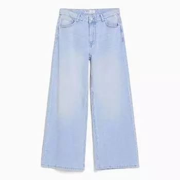 Джинсы Bershka Wide-leg, голубой