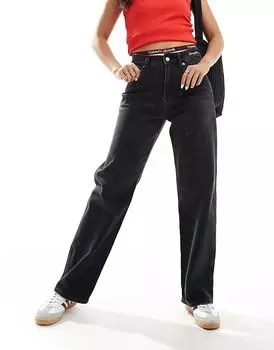 Джинсы Betsy со средней посадкой и блестками, прямые, черного цвета Tommy Jeans