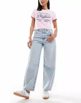 Джинсы-бочки ASOS DESIGN длиной до щиколотки с завязками светло-коричневого цвета