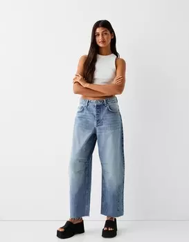 Джинсы-Бочки Bershka, голубой