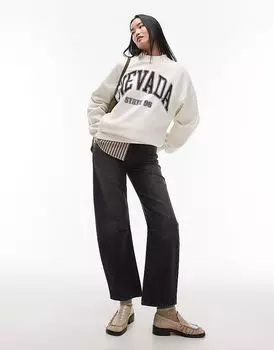 Джинсы-бочки средней посадки черного цвета Topshop