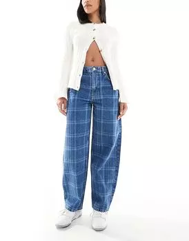 Джинсы-бочки в клетку ASOS DESIGN