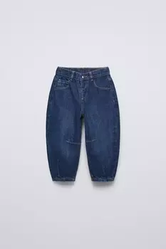 Джинсы-бочки ZARA, синий