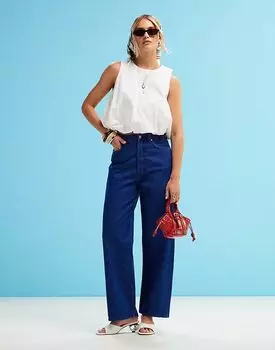 Джинсы-бочонки ARKET Amber чистого насыщенного синего цвета