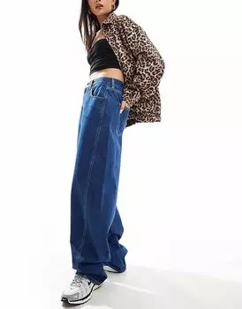 Джинсы-бочонки ASOS DESIGN Horeshore средне-синего цвета