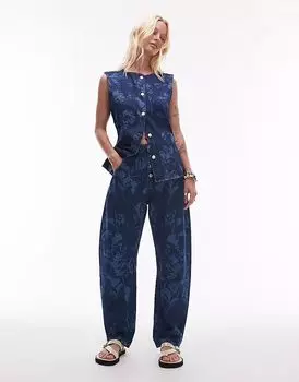 Джинсы-бочонки ASOS DESIGN с цветочным принтом