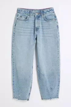 Джинсы бочонки для девочек из денима River Island, синий