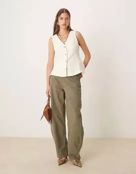 Джинсы-бочонки с высокой талией ASOS DESIGN цвета шалфея