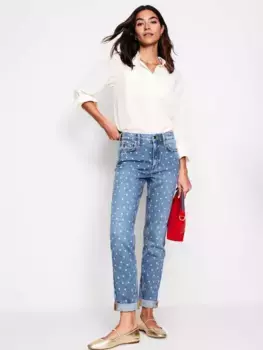 Джинсы Boden Girlfriend Polka Dot, цвет mid blue