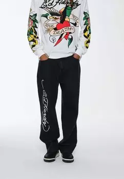 Джинсы-бойфренды FLAMING SKULL Ed Hardy, черный