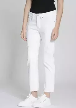 Джинсы-бойфренды GANG "94NICA CROPPED", с прямыми и укороченными брючинами, цвет White Destroy