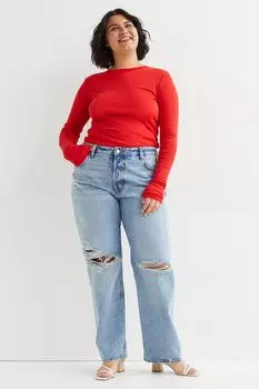 Джинсы-бойфренды H&amp;M+ 90-х, синий деним