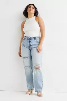 Джинсы-бойфренды H&amp;M+ 90-х, светло-синий деним