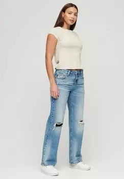 Джинсы-бойфренды MID RISE WIDE LEG Superdry, Светло-синий