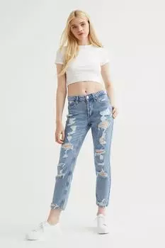 Джинсы-бойфренды с низкой посадкой H&amp;M, синий деним