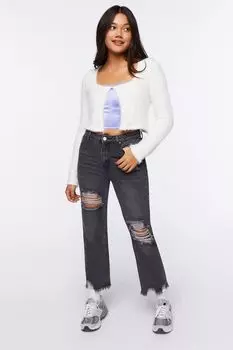 Джинсы-бойфренды с потертостями Forever 21, черный