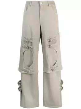 Джинсы бойфренды с пряжками BLUMARINE, серый