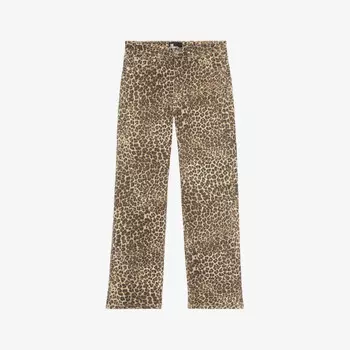 Джинсы бойфренды средней посадки из эластичного денима с леопардовым узором The Kooples, коричневый