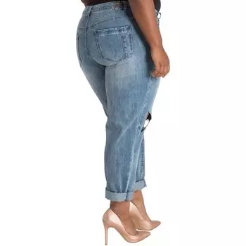 Джинсы-бойфренды Zane с пышным кроем и уплотнительным кольцом до колена больших размеров Poetic Justice