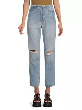 Джинсы-бойфренды Zuri со средней посадкой до колена и разрезами Simkhai, цвет Sardina Blue