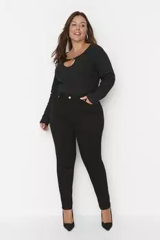 Джинсы больших размеров – черные – скинни Trendyol, черный