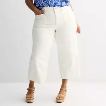 Джинсы больших размеров с необработанным краем и широкими штанинами Sonoma Goods For Life, цвет polar beige