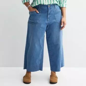 Джинсы больших размеров с необработанным краем и широкими штанинами Sonoma Goods For Life, цвет medium wash