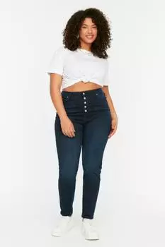 Джинсы больших размеров – синие – скинни Trendyol, синий