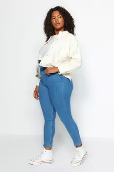 Джинсы больших размеров – синие – скинни Trendyol, синий