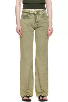 Джинсы большого размера цвета хаки из хлопка AMI Paris