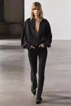 Джинсы boot cut средней посадкой ZARA, черный