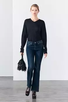 Джинсы bootcut длинные со средней талией ZARA, цвет Faded blue
