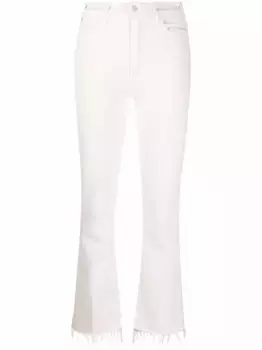 Джинсы bootcut с бахромой MOTHER, белый