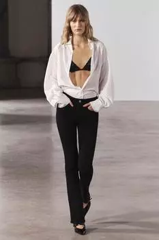 Джинсы bootcut средней посадки ZARA, черный