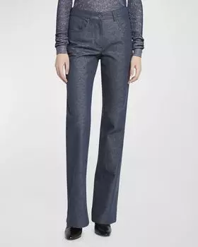 Джинсы Bootleg с вышивкой логотипа Giorgio Armani, цвет Denim