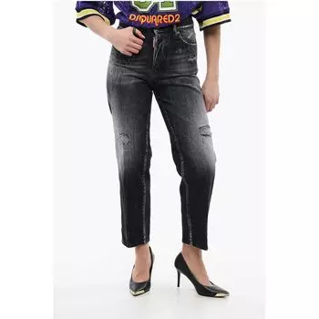 Джинсы Boston Fit с потертостями 18 см Dsquared2, Black