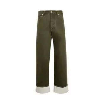 Джинсы Bottega Veneta Colored Turned Up Jeans 'Caper Stone Washed', зеленый
